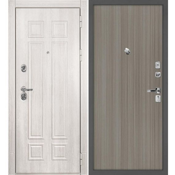 Входная дверь Гера 2 дуб филадельфия крем панель гладкая эвкалипт португальский