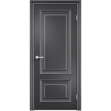 Межкомнатная дверь эмаль Дверцов Больцано 2 RAL 9004 патина серебро глухая