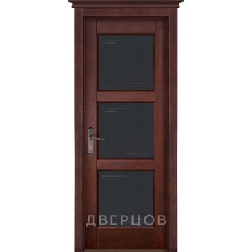 Межкомнатная дверь массив ольхи ОКА Турин махагон остеклённая