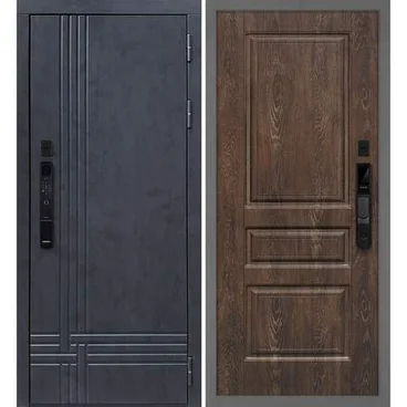 Входная дверь Осло смарт бетон антрацит панель фрезерованная