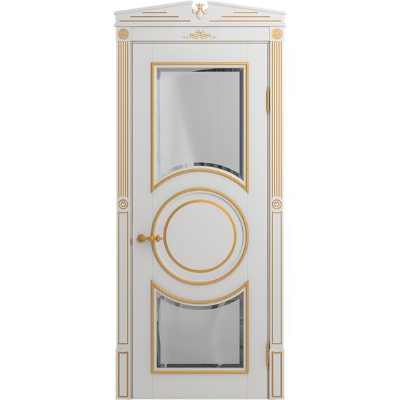 Межкомнатная дверь массив бука Viporte Лацио Амбиенте белая эмаль патина золото остекление 5