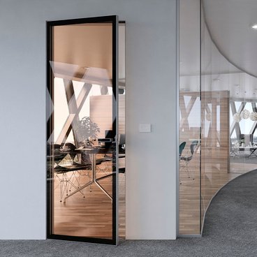 Скрытая алюминиевая дверь Диаманд с прозрачным стеклом