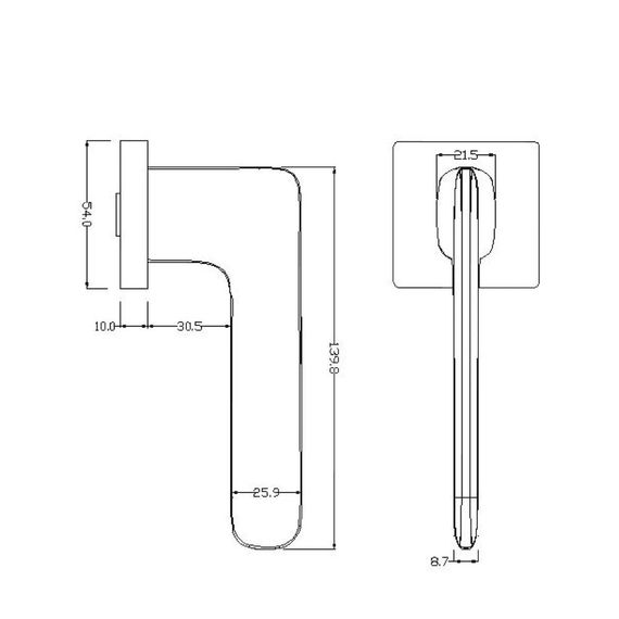 Размеры дверной ручки NIX ZN
