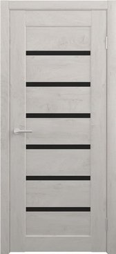Межкомнатная дверь CPL Мальта дуб снежный стекло чёрное