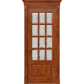 Межкомнатная дверь массив дуба Alvero Анна янтарь остеклённая