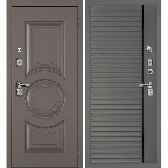 Входная дверь Плаза-177 панель фрезерованная PR-173 серая