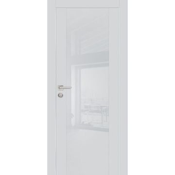 Межкомнатная дверь экошпон PX-7 агат с алюминиевой кромкой с 4-х сторон стекло Lacobel белоснежный