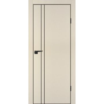 Межкомнатная бежевая дверь ПЭТ P-20 кромка ABS черная молдинг
