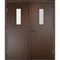 Дверь противопожарная деревянная двупольная ПВХ EI60 венге со стеклом