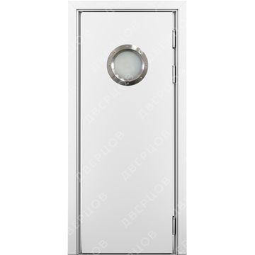 Маятниковая влагостойкая дверь Kapelli белая с иллюминатором