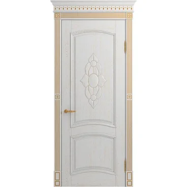 Межкомнатная дверь массив ясеня Бристоль Декор аворио патина золото глухая