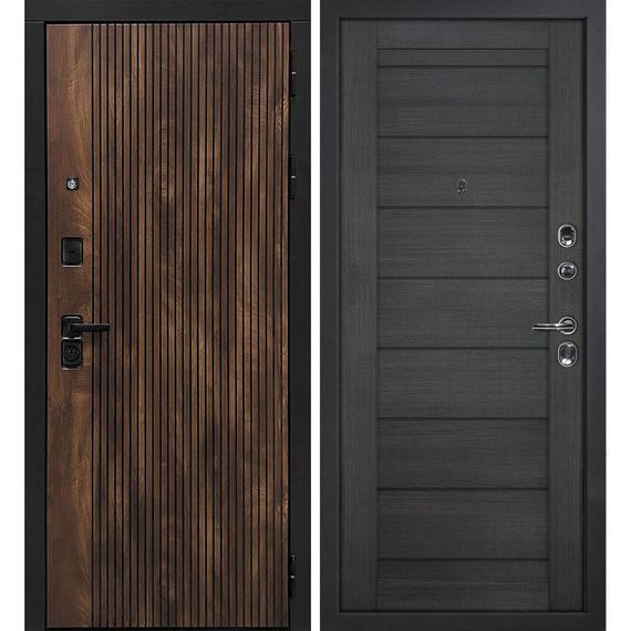 Входная дверь Лофт-1 дуб коньяк патина панель сборная грей