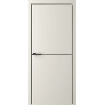 Межкомнатная дверь эмаль Лайн 2 латте глухая чёрная алюминиевая кромка
