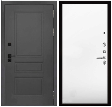 Входная дверь Сенатор Плюс SOLID ПВХ грей нубук абсолют софт панель Tamburat аляска