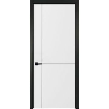 Межкомнатная белая дверь Графика 3 с чёрным наличником