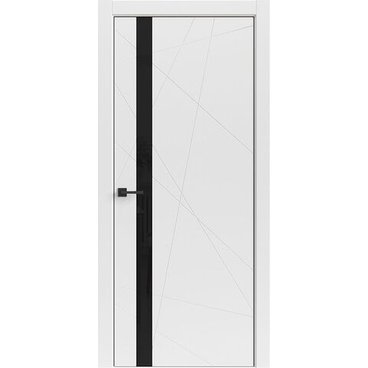 Межкомнатная дверь Tamburat Light Geometry 4304 белая кромка ABS чёрная стекло чёрное