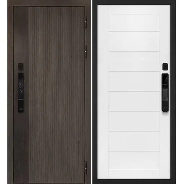 Входная дверь Вертикаль смарт дымчатый камень дуб морёный панель сборная