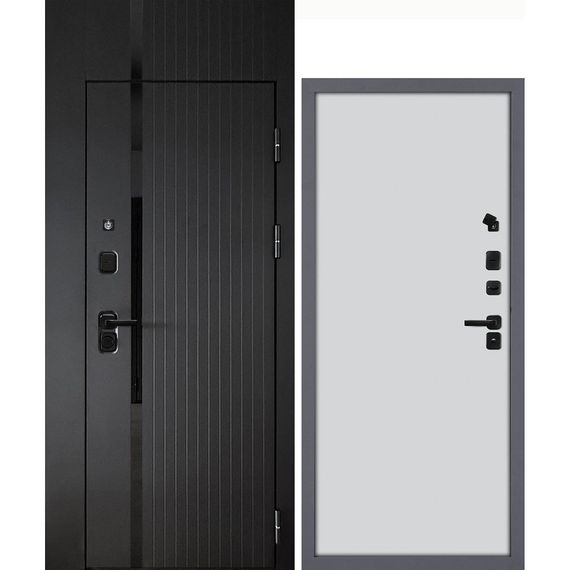 Входная дверь с фальшфрамугой Сити-1Ф панель гладкая агат