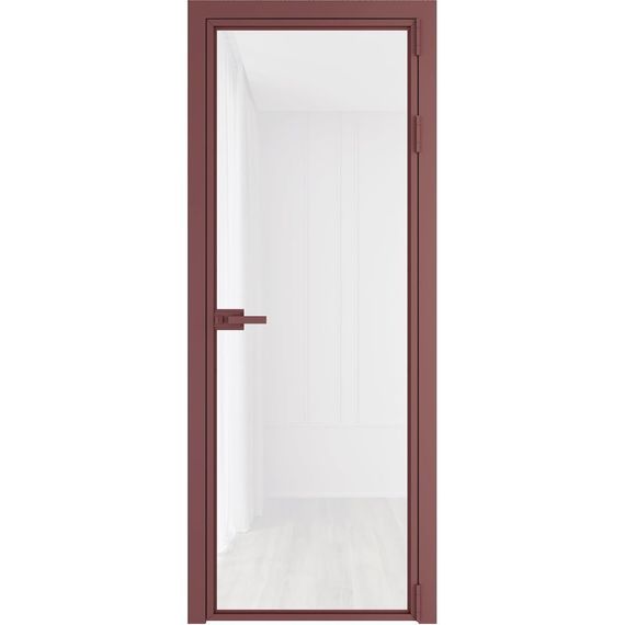 Алюминиевая межкомнатная дверь 1AХ красный антрацит остеклённая