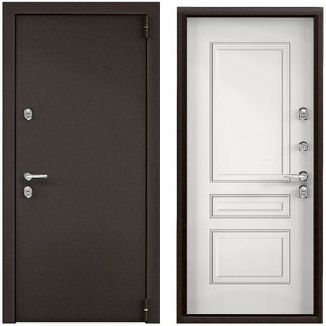 Входная дверь Snegir PRO MP букле коричневый ПВХ бьянко S60-C3