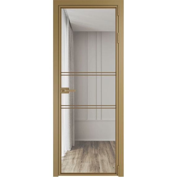 Алюминиевая межкомнатная дверь 2AХ золото остеклённая