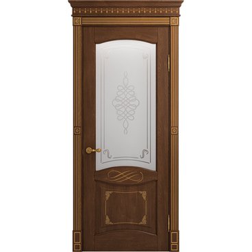 Межкомнатная дверь массив дуба Viporte Венеция Декор кофе патина золото остеклённая