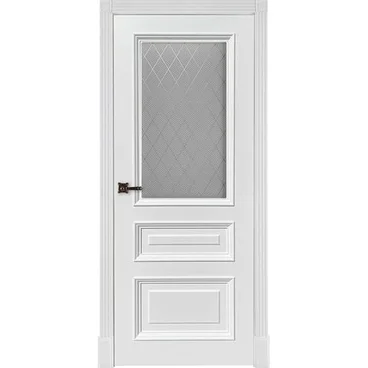 Межкомнатная дверь эмаль Кардинал 12 белая остеклённая