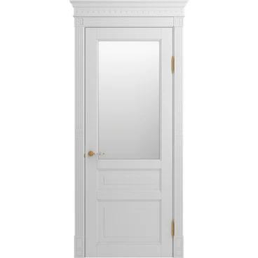 Межкомнатная дверь массив бука Viporte Бергамо белая эмаль остеклённая