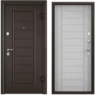 Входная дверь Delta PRO MP VDM-2 коричневый букле D-13 ПВХ дуб белый матовый