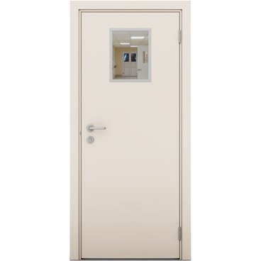 Влагостойкая дверь крем матовый остеклённая модель 3