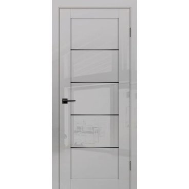 Межкомнатная дверь экошпон Profilo Porte G-15 агат глянец стекло Lacobel черный