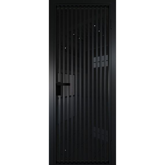 Межкомнатная алюминиевая дверь 11AG чёрная матовая RAL 9005 остеклённая