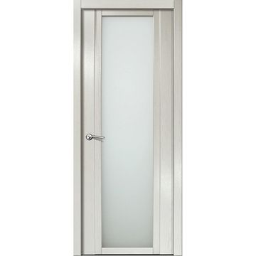 Межкомнатная дверь шпонированная Milyana QDO X ясень жемчуг стекло белое