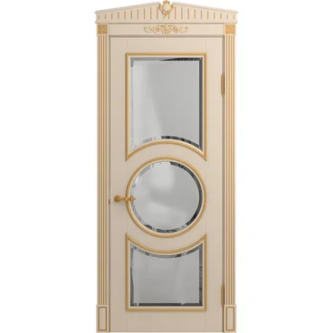 Межкомнатная дверь массив бука Лацио Амбиенте ваниль патина золото остекление 3