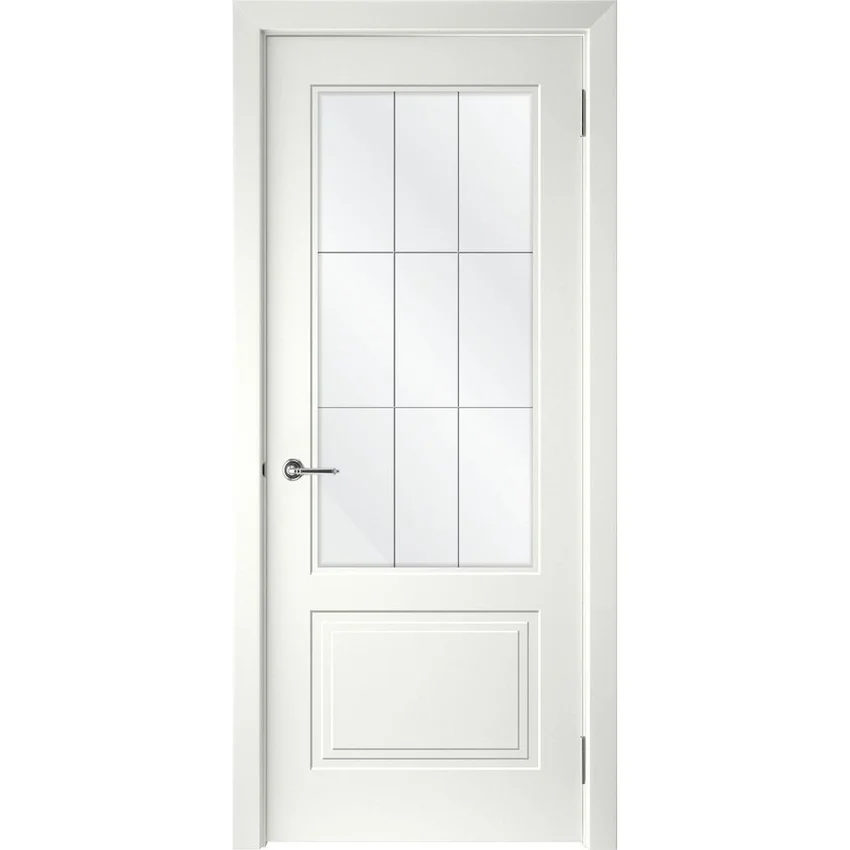 Межкомнатная дверь эмаль Левел-2 белая со стеклом