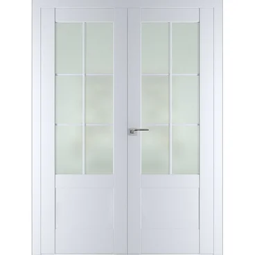 Двустворчатая распашная дверь Кобальт 21 аляска остеклённая