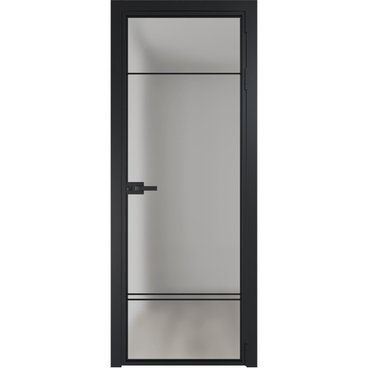Алюминиевая межкомнатная дверь 4AX чёрная матовая RAL 9005 остеклённая