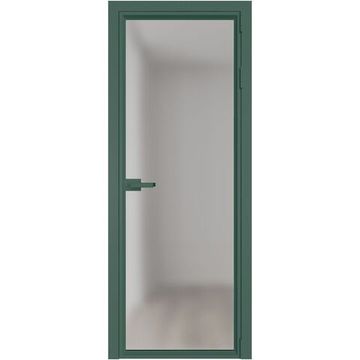 Алюминиевая межкомнатная дверь 1AV зелёный воск остеклённая