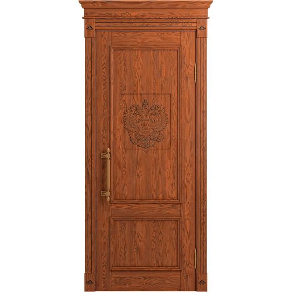 Межкомнатная дверь массив дуба Статус коньяк патина шоколад глухая