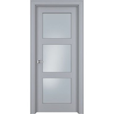 Межкомнатная дверь эмаль Ofram Паспарту 33 RAL 7047 остеклённая
