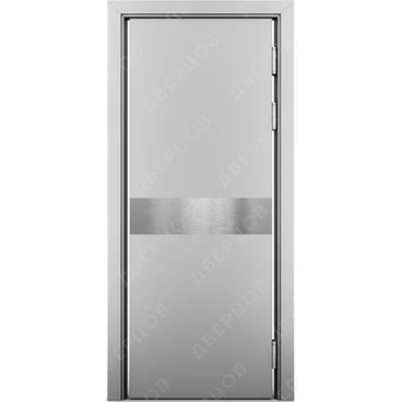 Маятниковая влагостойкая дверь Kapelli серый RAL 7035 с отбойной пластиной посередине