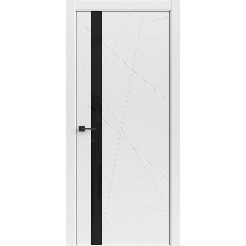 Межкомнатная дверь Tamburat Light Geometry 4304 белая кромка ABS чёрная стекло чёрное