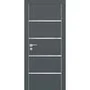 Межкомнатная дверь экошпон Profilo Porte PX-17 графит с алюминиевой кромкой с 4-х сторон стекло Lacobel белоснежный