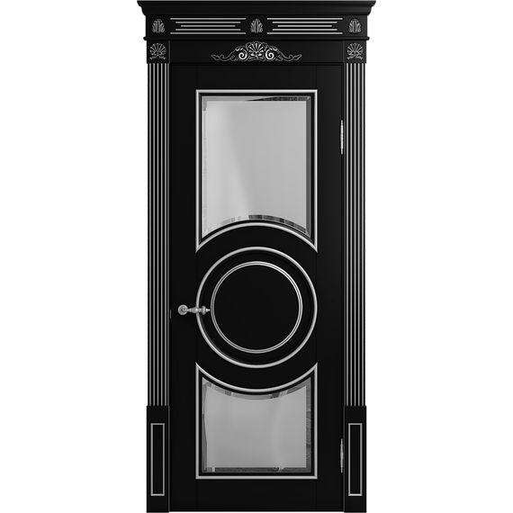 Межкомнатная дверь массив бука Viporte Лацио Амбиенте нуар патина серебро остекление 5