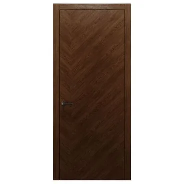 Межкомнатная дверь массив дуба Alvero Флэт-IХ табачный глухая