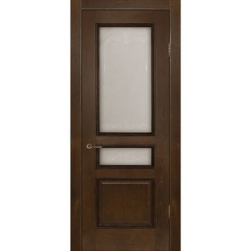 Межкомнатная дверь шпон Оливия тёмный орех остеклённая