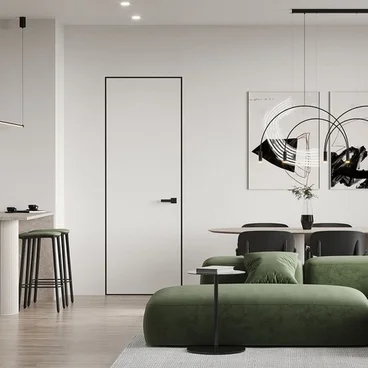 Межкомнатная скрытая дверь под покраску Profil Doors 0PA профиль чёрный матовый