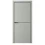 Межкомнатная дверь эмаль Лайн 2 серая глухая чёрная алюминиевая кромка