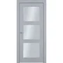 Фото межкомнатной двери эмаль Классика 33 RAL 7047 остеклённая