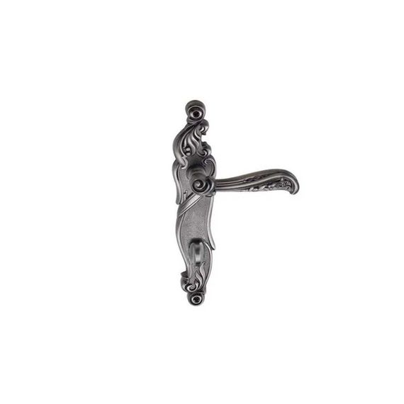 Ручка на планке для межкомнатной двери Rizo чёрное серебро с фиксатором